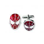 Superhero Spider Man Silver Red Enamel Face Cufflinks.JPG